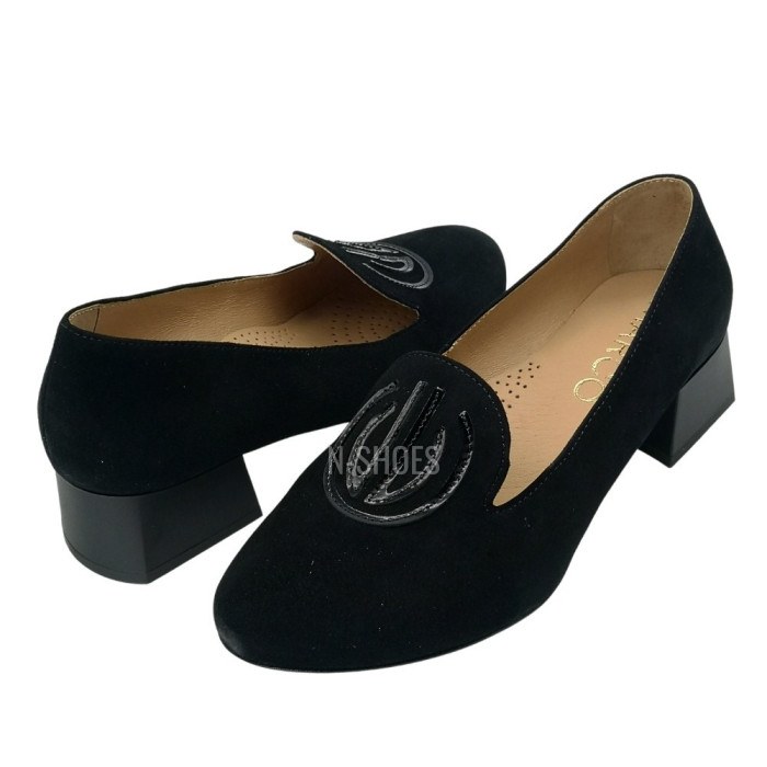 Women's black loafers Marсo (Poland) Natural suede, model 5132
