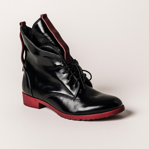 Women's black patent leather boots Flisalla 01357 5139 demi-season made of genuine leather from a Polish factory