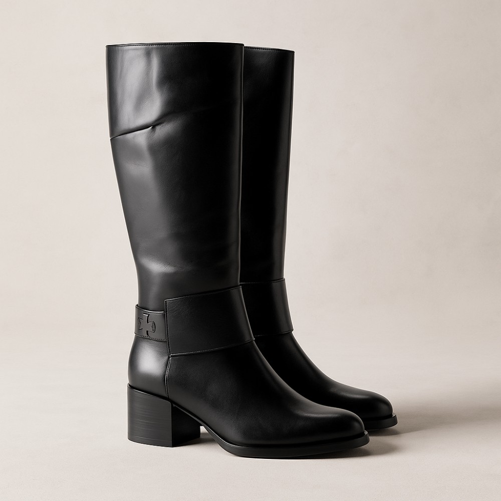 Жіночі чорні чоботи демісезонні Szydlowski (Польща) модель 5150