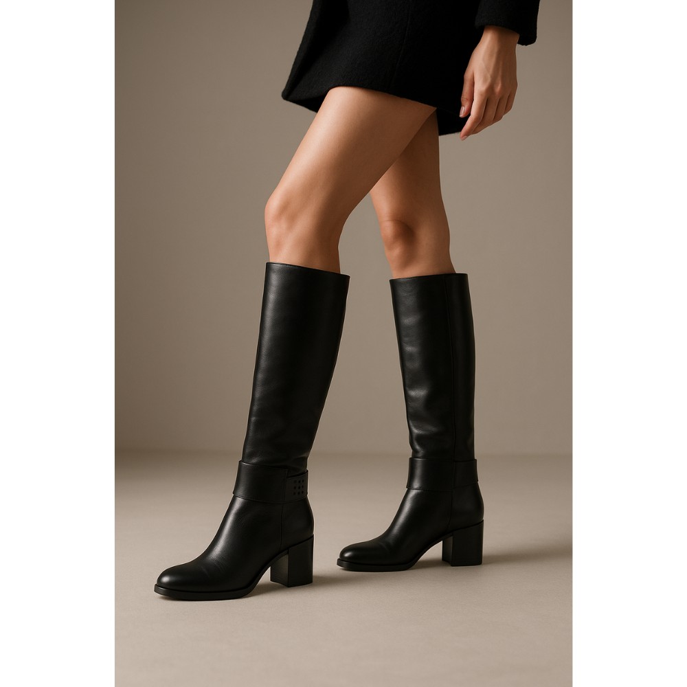 Жіночі чорні чоботи демісезонні Szydlowski (Польща) модель 5150