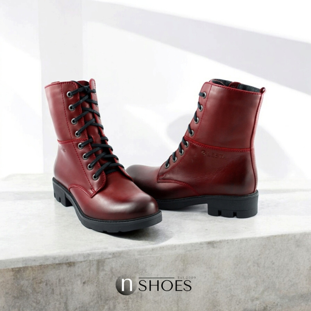 Женские бордовые демисезонные ботинки Lesta 191-6477-6-5148 5153