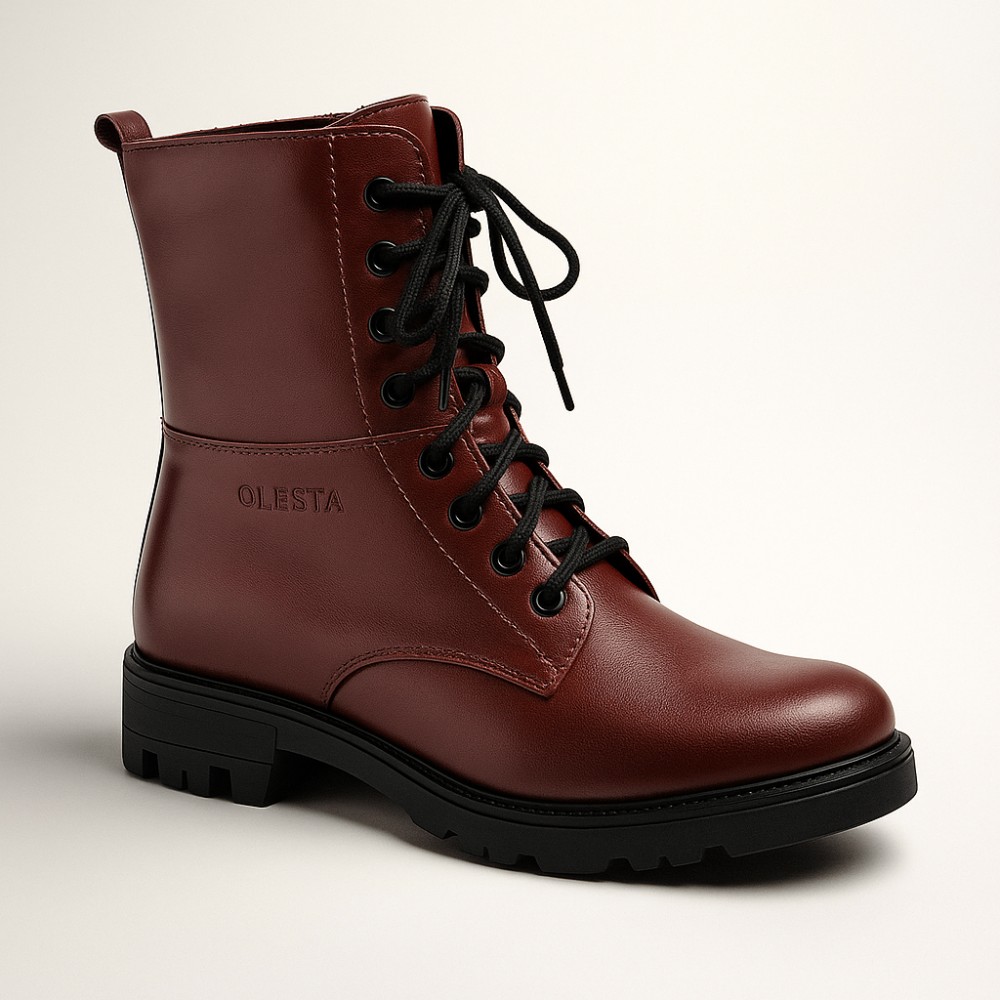 Женские бордовые демисезонные ботинки Lesta 191-6477-6-5148 5153
