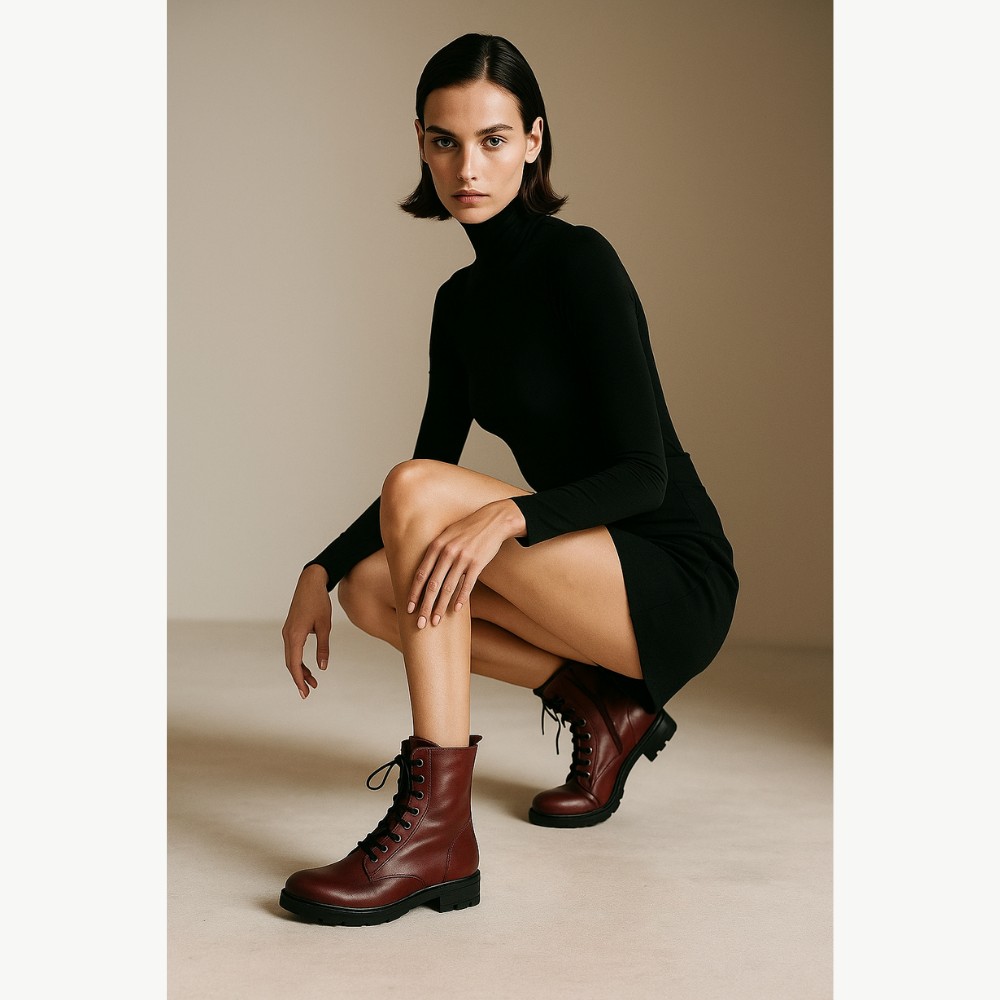 Женские бордовые демисезонные ботинки Lesta 191-6477-6-5148 5153