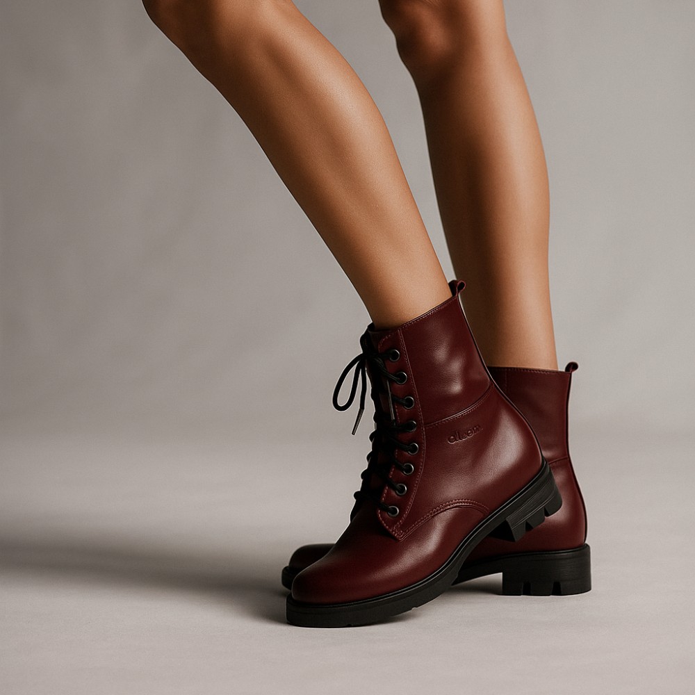 Женские бордовые демисезонные ботинки Lesta 191-6477-6-5148 5153