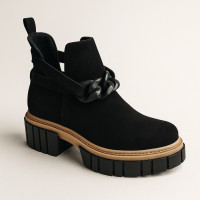 Women's stylish black demi-season boots Kordel 2305-czar011 5164 made of genuine nubuck leather size 38 with a discount from a Polish factory