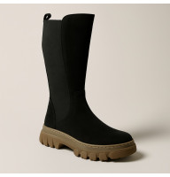 Жіночі стильні чорні чоботи демісезонні Solo Femme 65502-02-h92-c26-01-00 5162 з натуральної шкіри нубука 38 розмір зі знижкою від польської фабрики