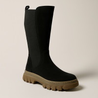 Жіночі стильні чорні чоботи демісезонні Solo Femme 65502-02-h92-c26-01-00 5162 з натуральної шкіри нубука 38 розмір зі знижкою від польської фабрики