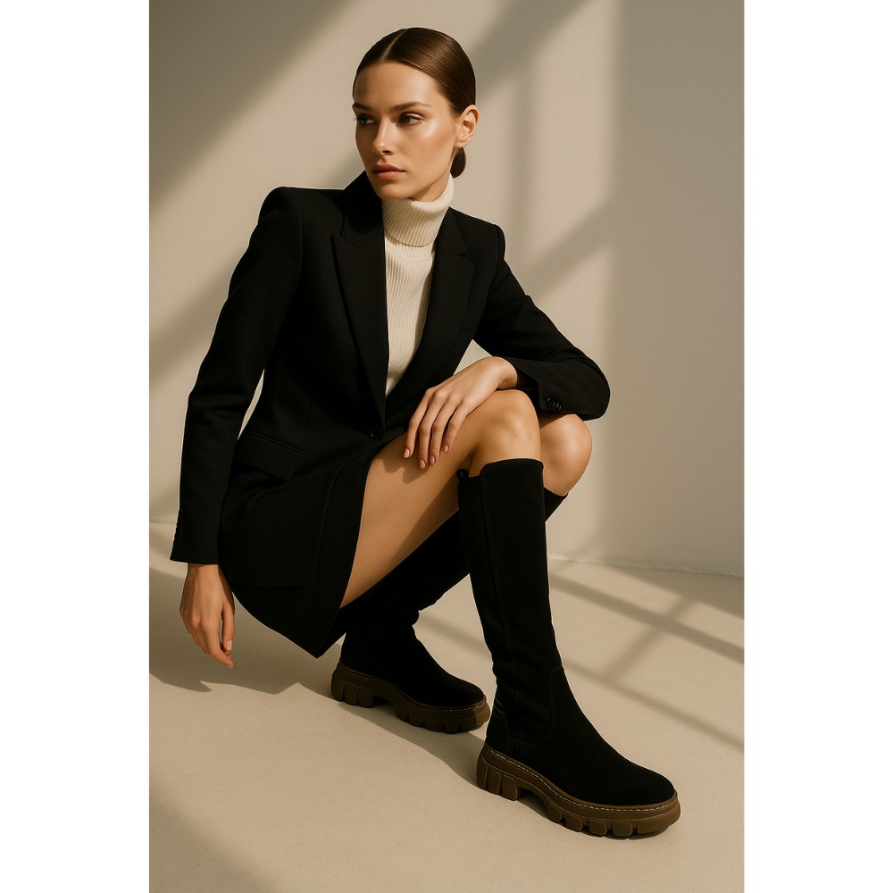 Жіночі чорні чоботи демісезонні Solo Femme (Польща) модель 5162