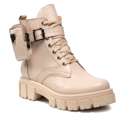 Women's winter beige boots Poland Pollonus 5-1346-010 5174 with a pocket made of genuine leather size 36 with a discount from a Polish factory