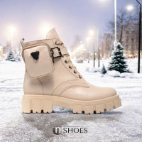 Женские зимние бежевые ботинки Польша Pollonus 5-1346-010 5174 с карманом из натуральной кожи 36 размер со скидкой от польской фабрики