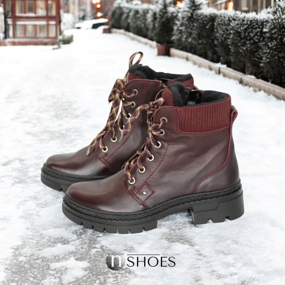 Жіночі бордові черевики зимові Contes (Польща) модель 5182