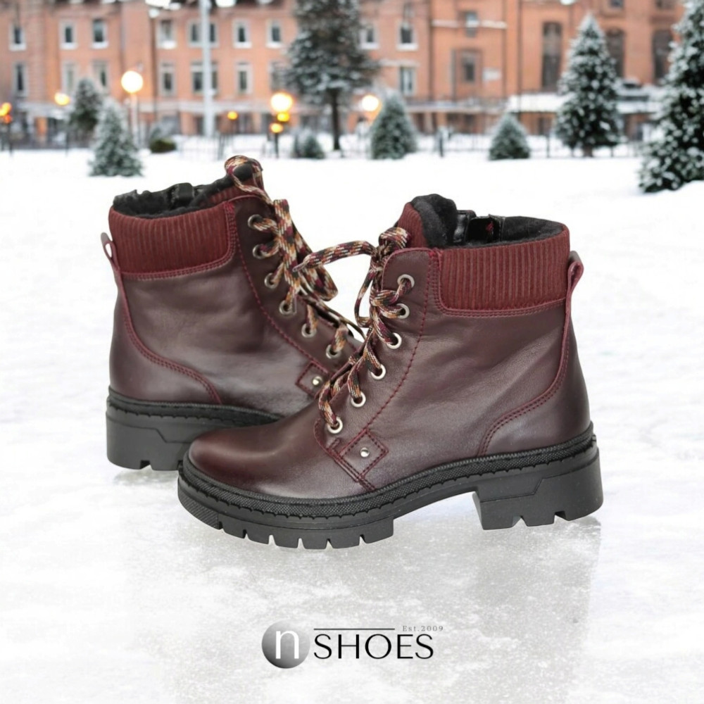 Жіночі бордові черевики зимові Contes (Польща) модель 5182