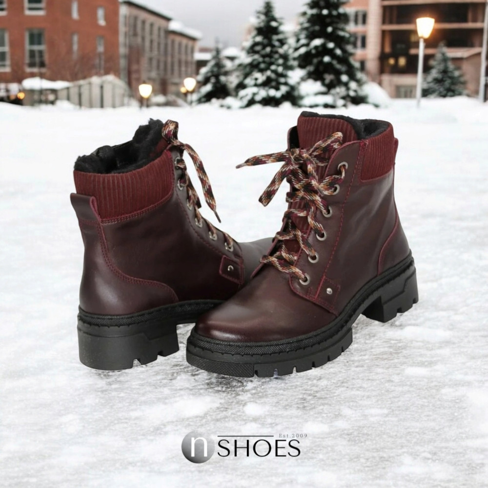 Жіночі бордові черевики зимові Contes (Польща) модель 5182