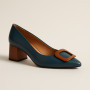 Women's blue mid-heeled pumps Kaniowski (Poland) model 5193