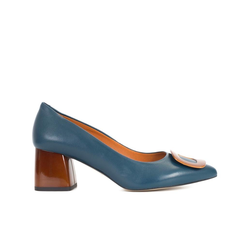Women's blue mid-heeled pumps Kaniowski (Poland) model 5193