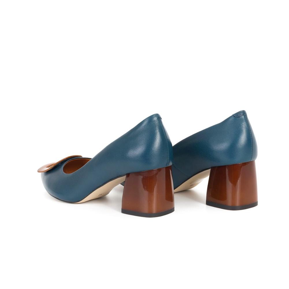 Women's blue mid-heeled pumps Kaniowski (Poland) model 5193