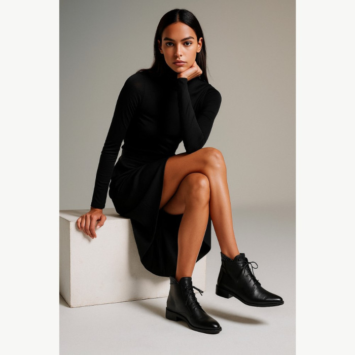 Women's black demi-season boots Bellum (Poland) model 5195