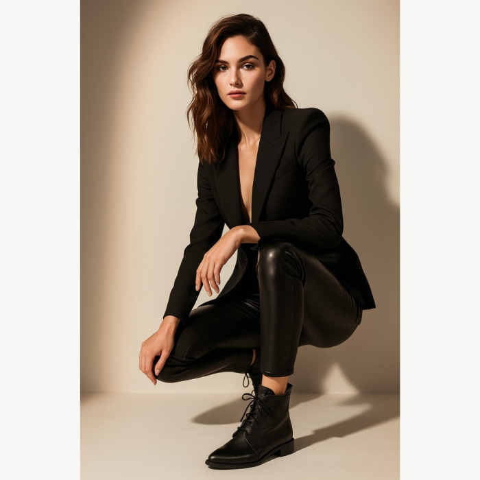 Women's black demi-season boots Bellum (Poland) model 5195