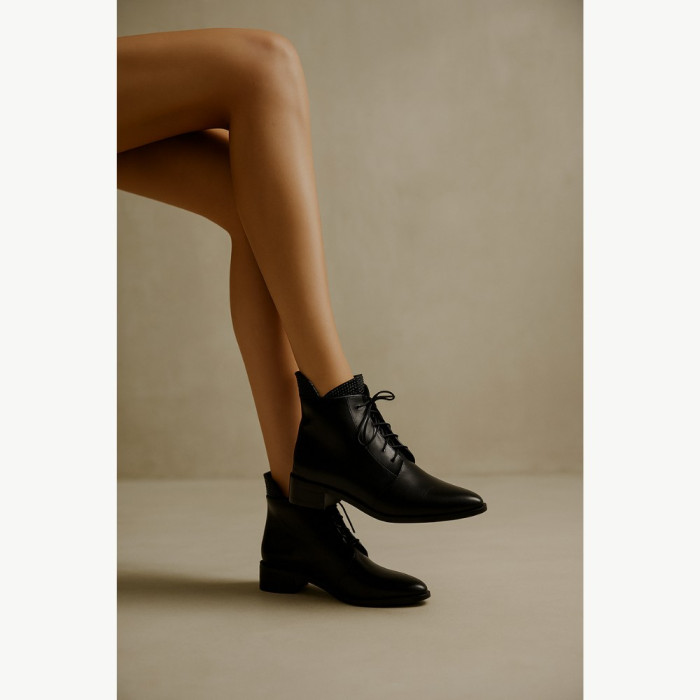 Women's black demi-season boots Bellum (Poland) model 5195
