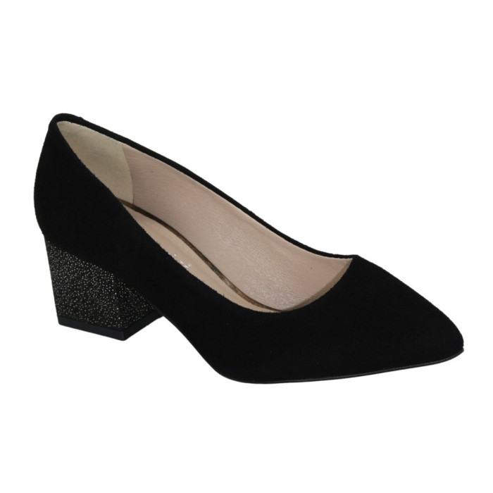 Women's black pumps with medium heels Kaniowski (Poland) model 5199