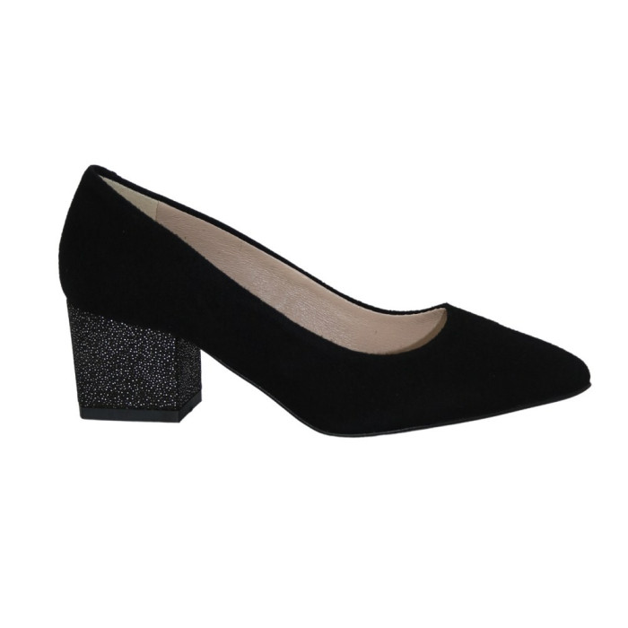 Women's black pumps with medium heels Kaniowski (Poland) model 5199