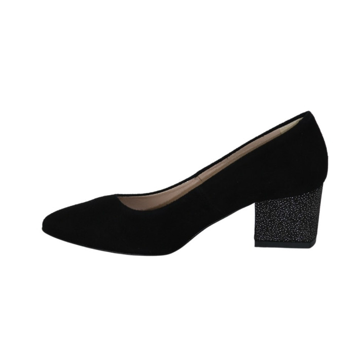 Women's black pumps with medium heels Kaniowski (Poland) model 5199