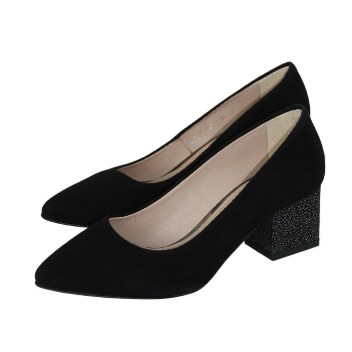 Women's black pumps with medium heels Kaniowski (Poland) model 5199