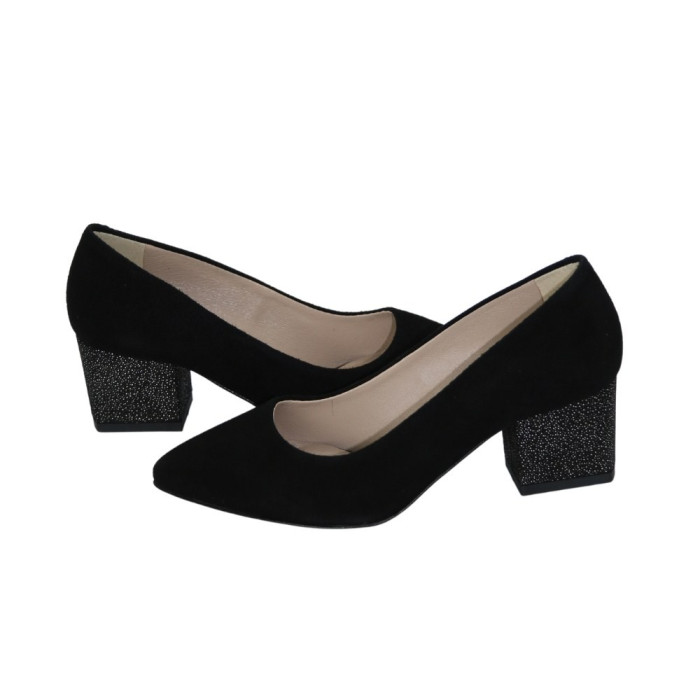 Women's black pumps with medium heels Kaniowski (Poland) model 5199