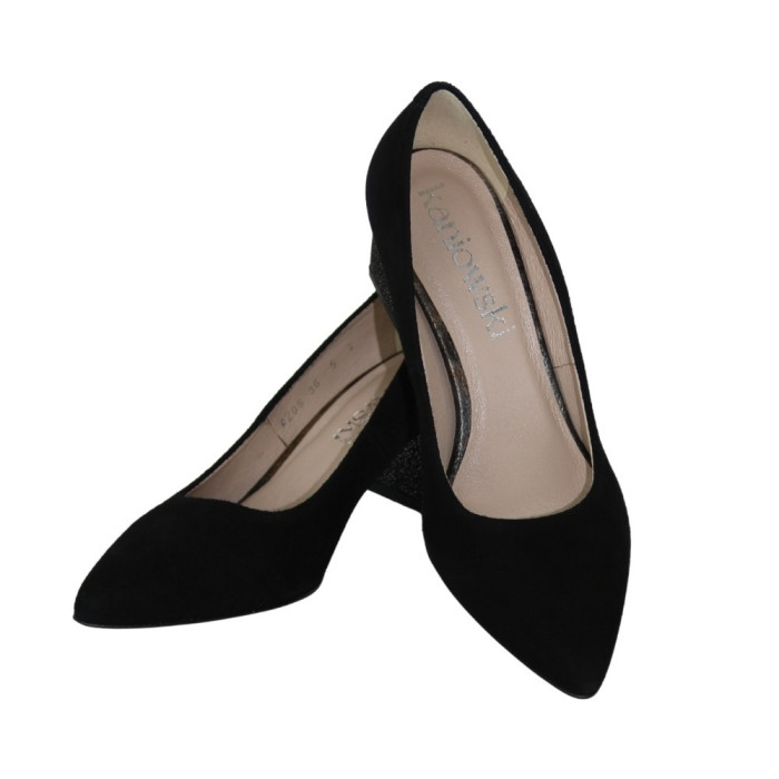 Women's black pumps with medium heels Kaniowski (Poland) model 5199
