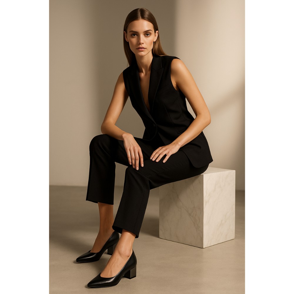 Женские черные туфли-лодочки Kaniowski (Польша) модель 5200