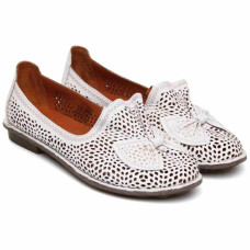 Women's white ballet flats Anna Lucci Turkey 176423 176425 148-1-05 NORMA 5207 with perforation made of genuine leather from a Turkish factory