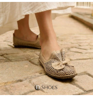 Женские бежевые балетки Anna Lucci 176423 148-1-03 NORMA 5208 с перефорацией из натуральной кожи от турецкой фабрики