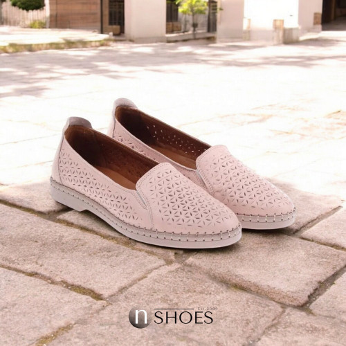 Women's pink ballet flats moccasins Anna Lucci Türkiye 172005 1020-11-L04 PINK 5210 made of genuine leather from a Turkish factory