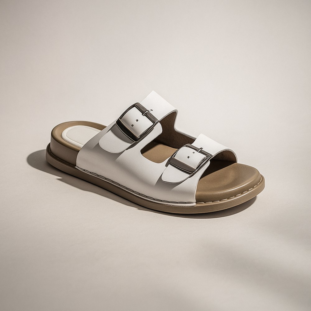 Купить летние женские шлепанцы Lonza 171405 P32 BEYAZ из натуральной кожи