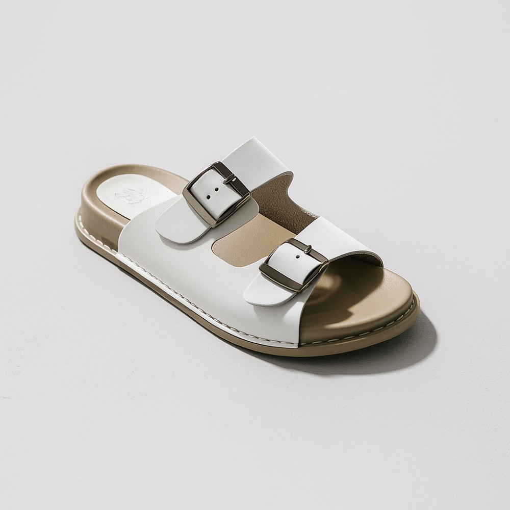 Купить летние женские шлепанцы Lonza 171405 P32 BEYAZ из натуральной кожи