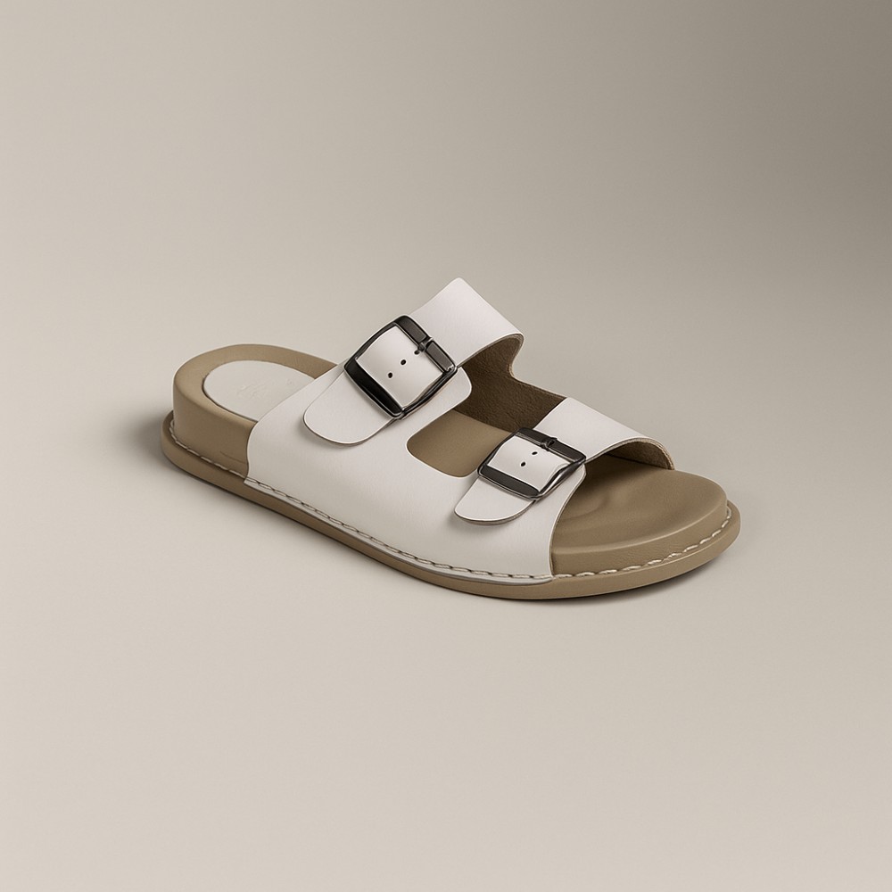 Купить летние женские шлепанцы Lonza 171405 P32 BEYAZ из натуральной кожи