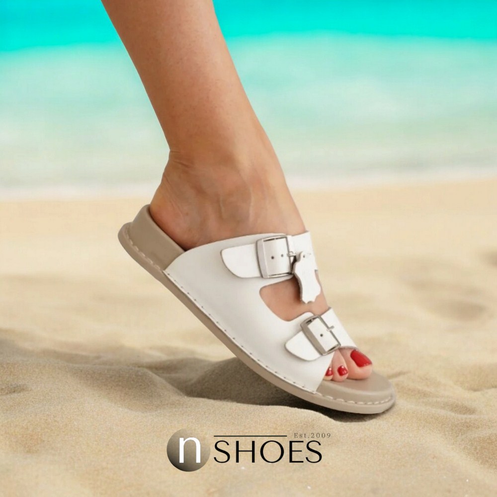 Купить летние женские шлепанцы Lonza 171405 P32 BEYAZ из натуральной кожи