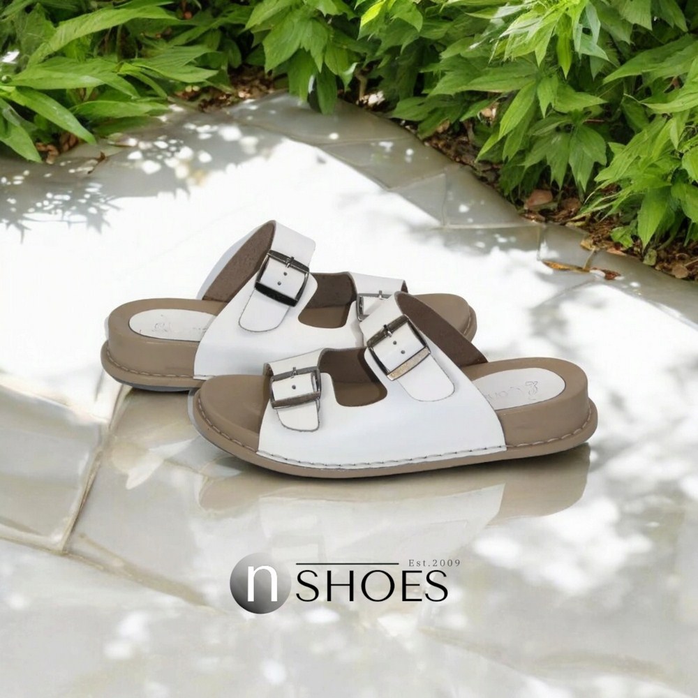 Купить летние женские шлепанцы Lonza 171405 P32 BEYAZ из натуральной кожи