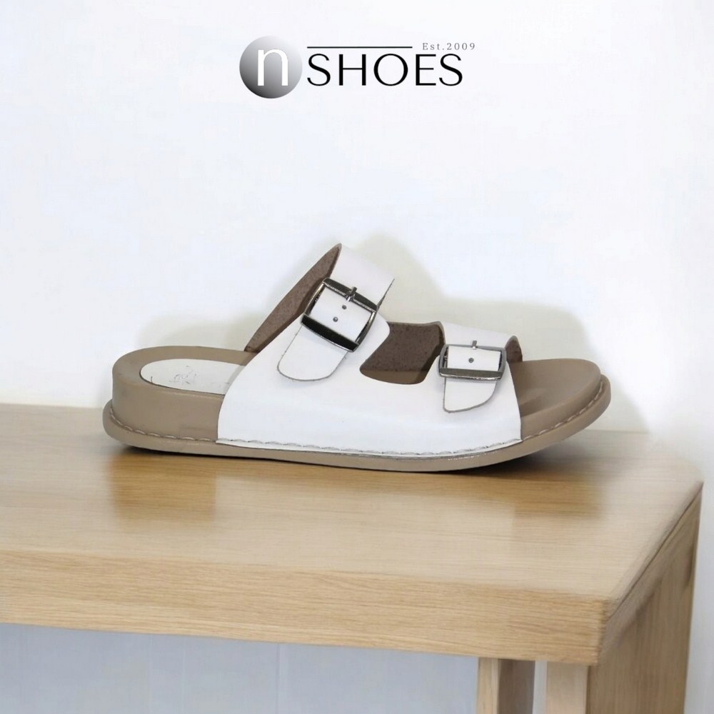 Купить летние женские шлепанцы Lonza 171405 P32 BEYAZ из натуральной кожи