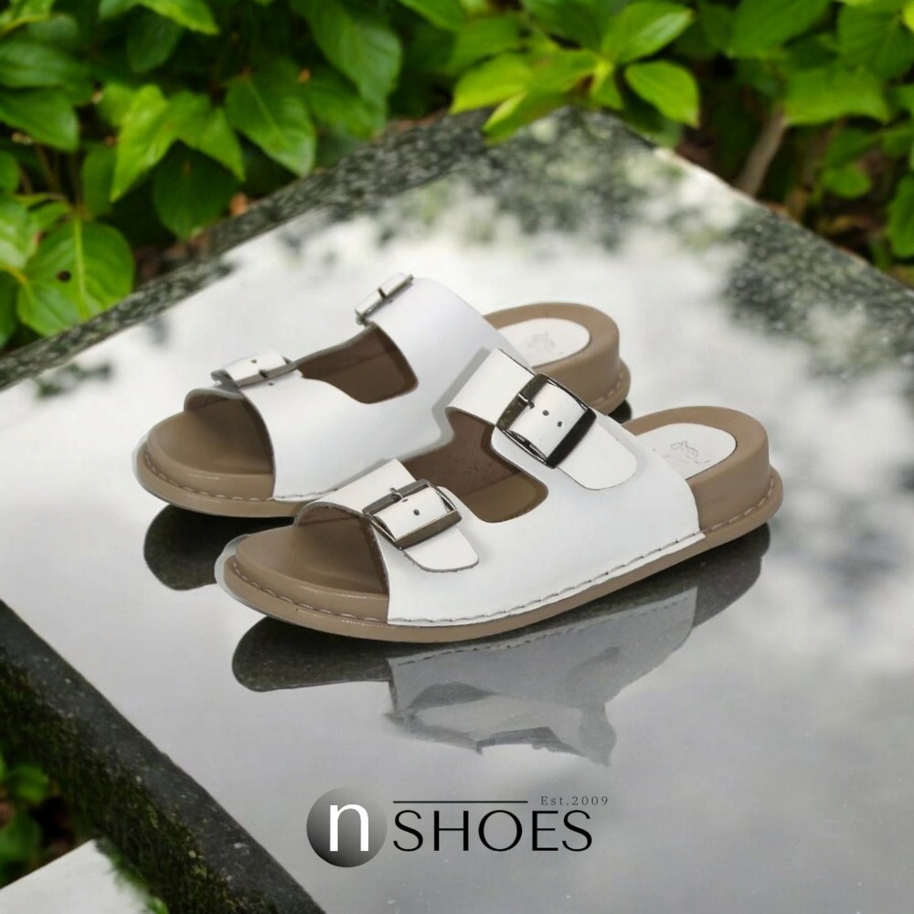 Купить летние женские шлепанцы Lonza 171405 P32 BEYAZ из натуральной кожи