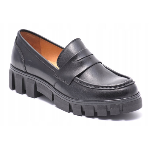 Women's black loafers shoes Nessi Poland 21086-Czarny-1-5217b