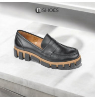 Женские черные туфли лоферы Nessi Польша 21086-czarny-1 5217 из натуральной кожи от польского бренда