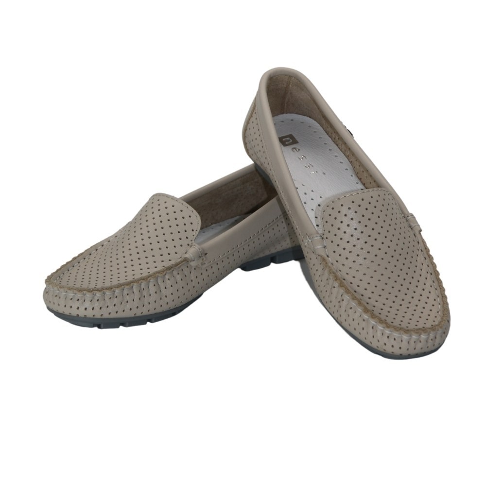 Жіночі бежеві мокасини Nessi (Польща) модель 5219