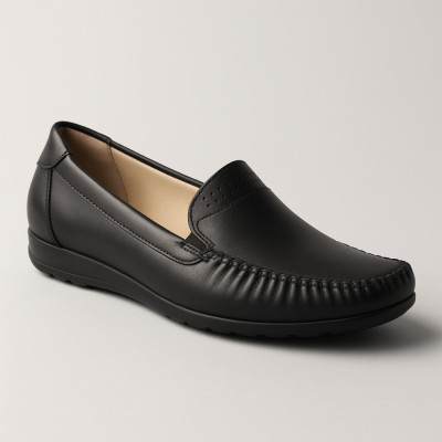 Women's black comfortable moccasins Lesta Polska 161-3997-1-1036 5228 made of genuine leather from a Polish factory Women's black comfortable moccasins Lesta Polska 161-3997-1-1036 5228 made of genuine leather from a Polish factory