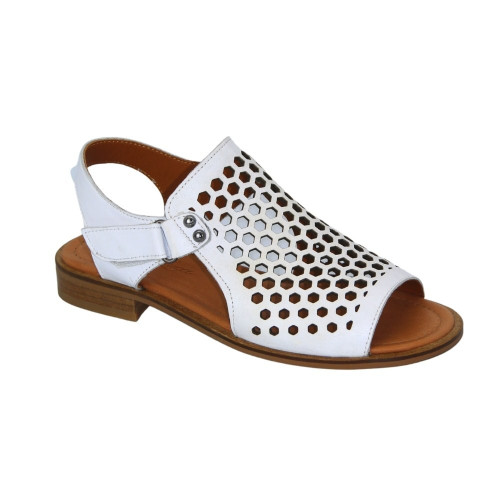 Women's white sandals Anna Lucci 184667 Turkey 532-08 BEYAZ DERI KOGA 5235 elegant with perforation for wide feet made of genuine leather