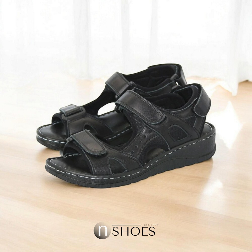 Женские черные босоножки Lonza 176753 2051 BLACK KOGA из натуральной кожи