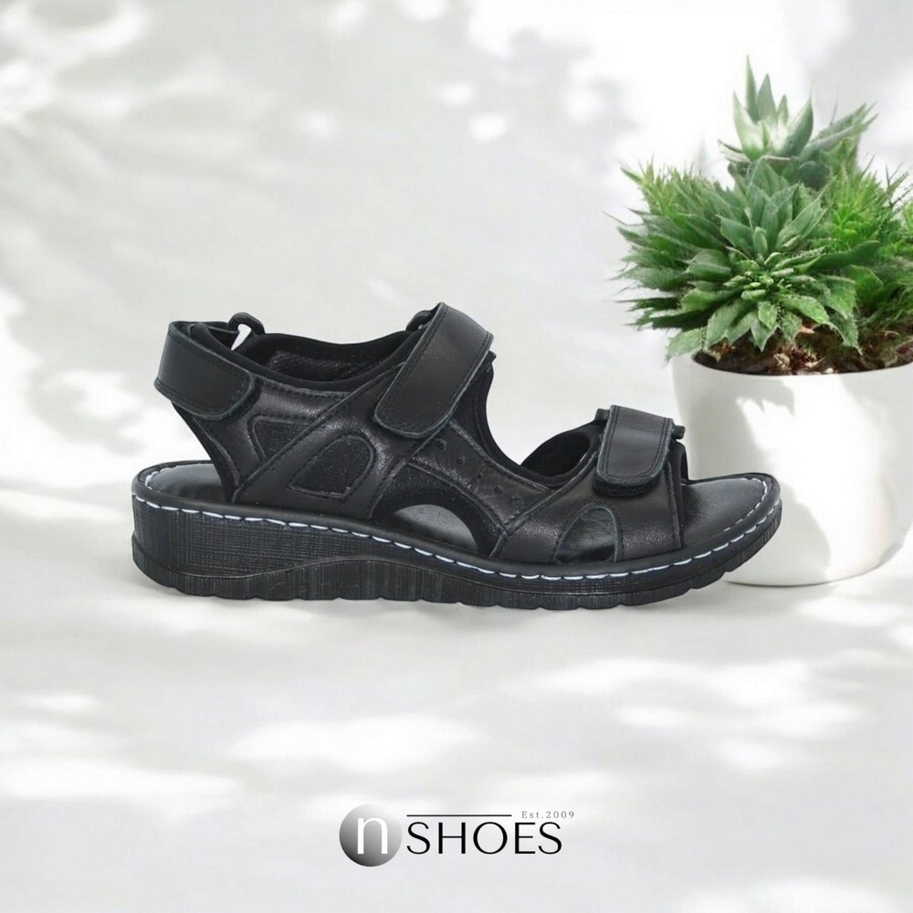 Женские черные босоножки Lonza 176753 2051 BLACK KOGA из натуральной кожи