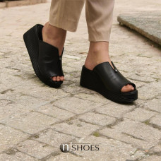 Жіночі чорні шкіряні шльопанці на танкетці Fabio Monelli Туреччина 171224 961-5-9-929 5241 елегантні з натруральної шкіри