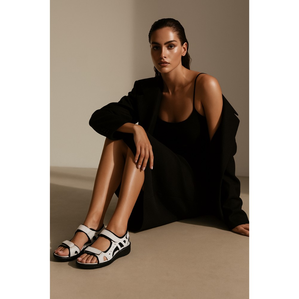 Женские белые босоножки Lonza 171813 176734 2051 WHITE из натуральной кожи