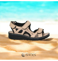 Женские бежевые босоножки Lonza Турция 176751 2051 BEIGE 5244 повседневные на липучках с натуральной кожи